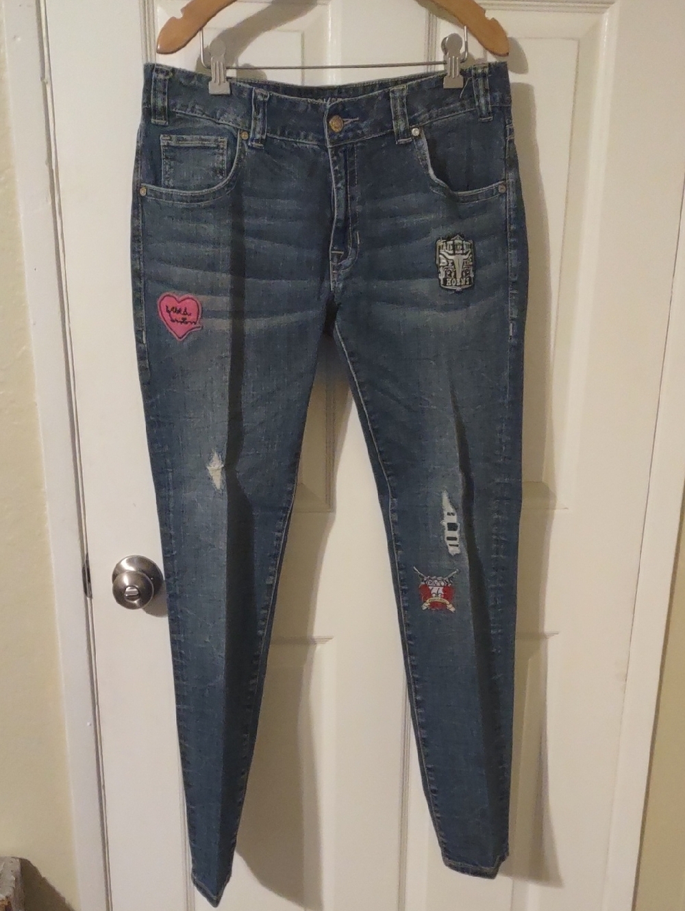 Rock &Roll Women’s Dark Blue Patch Skinny Jeans